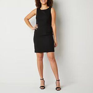 NEW! ALXY Sheath Dress Black Sz 10 Sleeveless $54 Round Neck Above‎ Knee